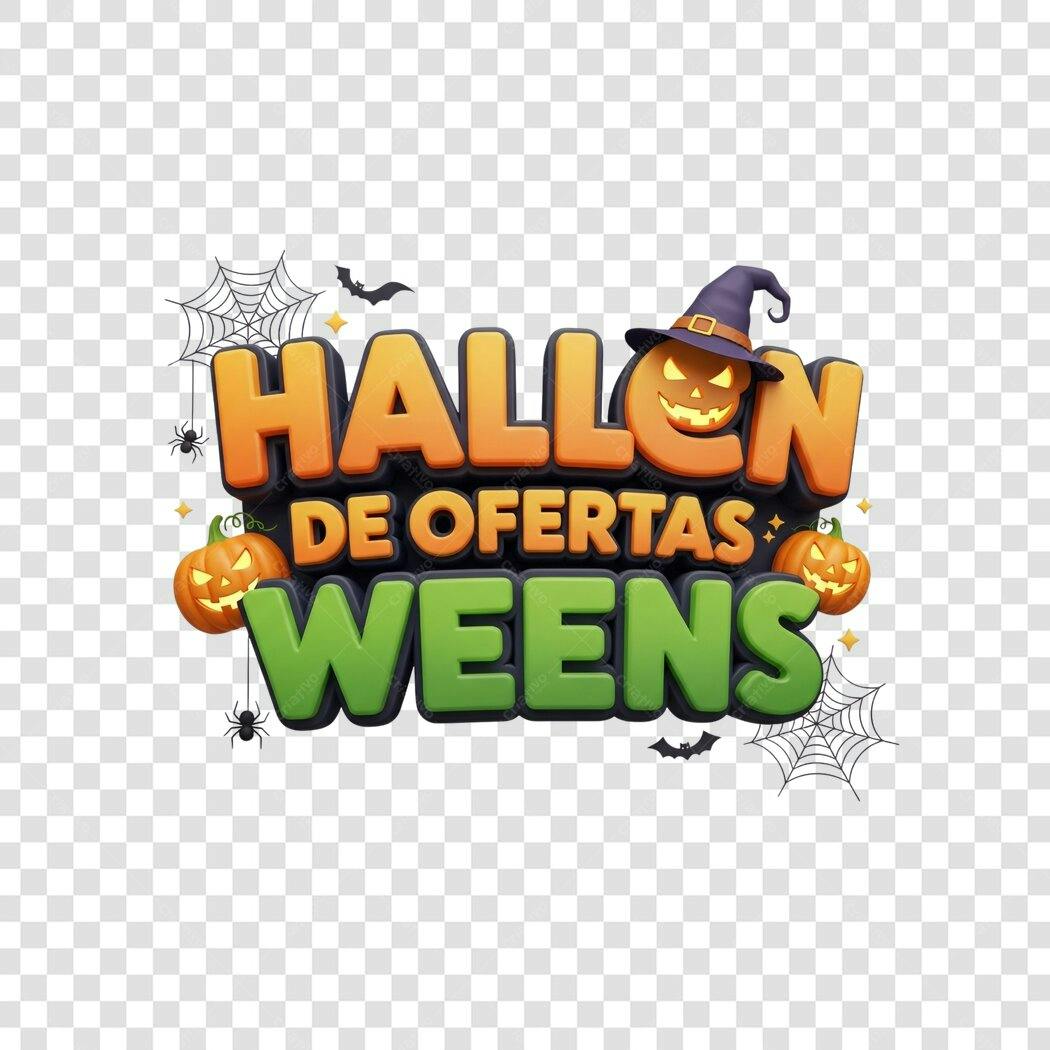 Selo Promocional Halloween de Ofertas Laranja e Verde PNG com fundo transparente