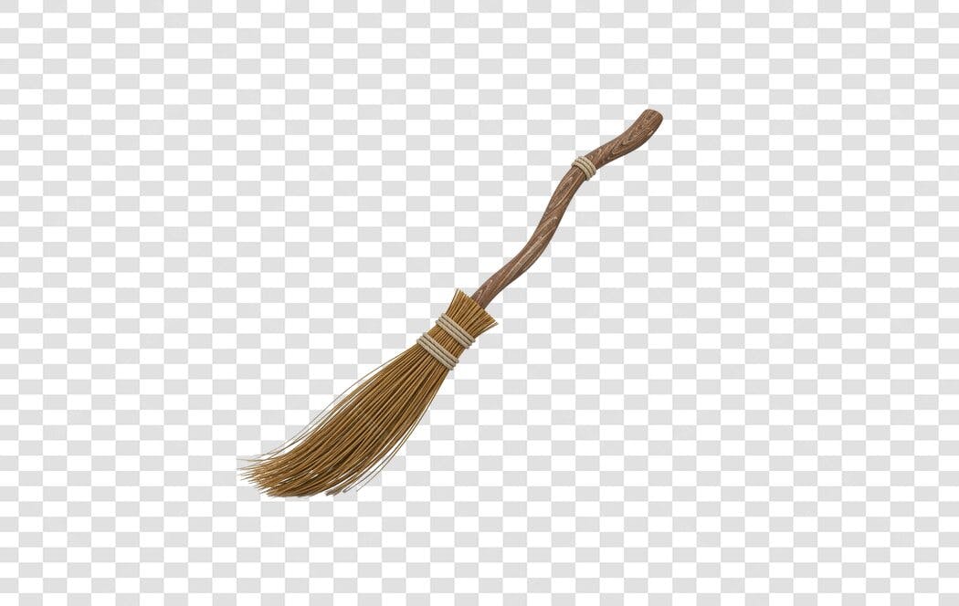 Vassoura de Bruxa para Halloween Marrom e Palha PNG com fundo transparente