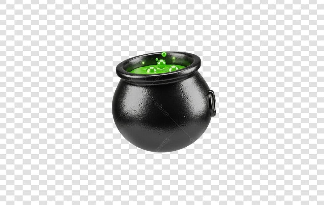 Elemento gráfico Caldeirão de Halloween com poção verde PNG com fundo transparente