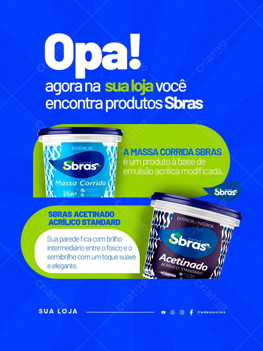 Flyer Lançamento Produtos Tintas Sbras para Sua Loja PSD Editável