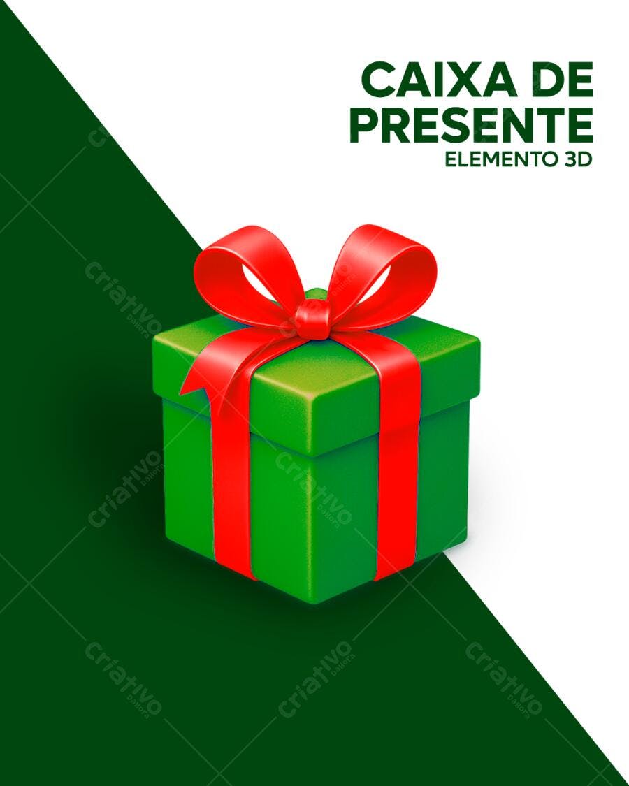 Caixa de Presente Elemento 3D para Promoções PSD Editável