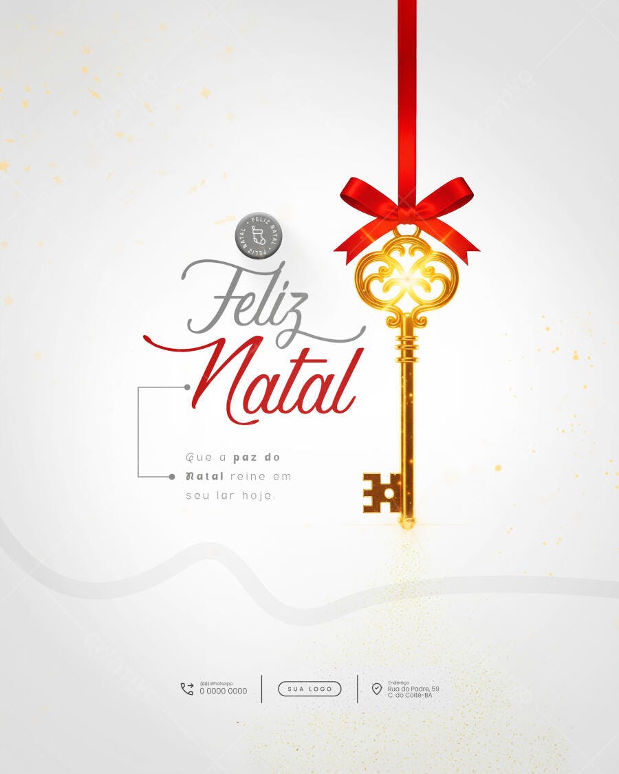 Flyer Feliz Natal com Chave Dourada PSD Editável