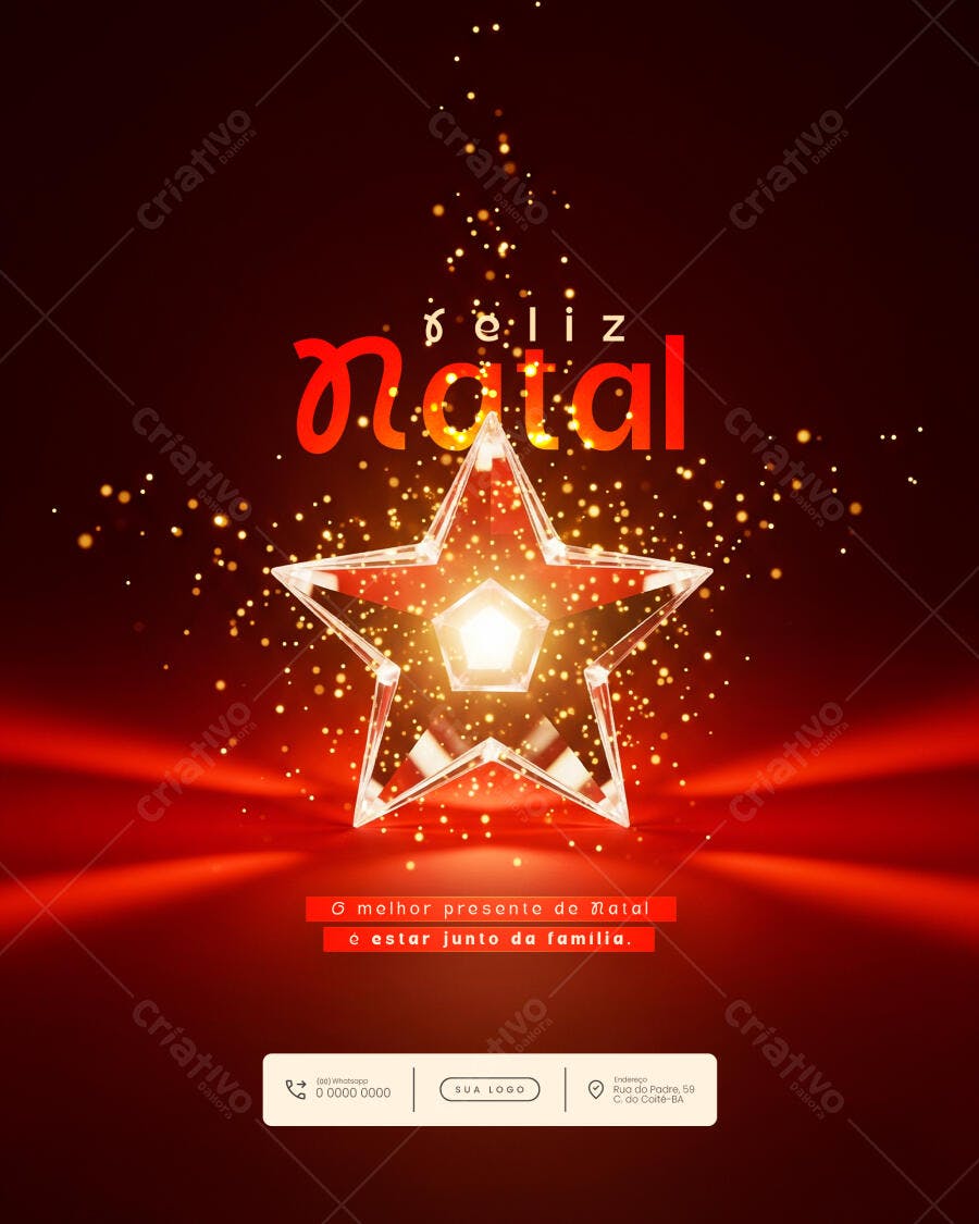 Post Redes Sociais Feliz Natal Estrela PSD Editável