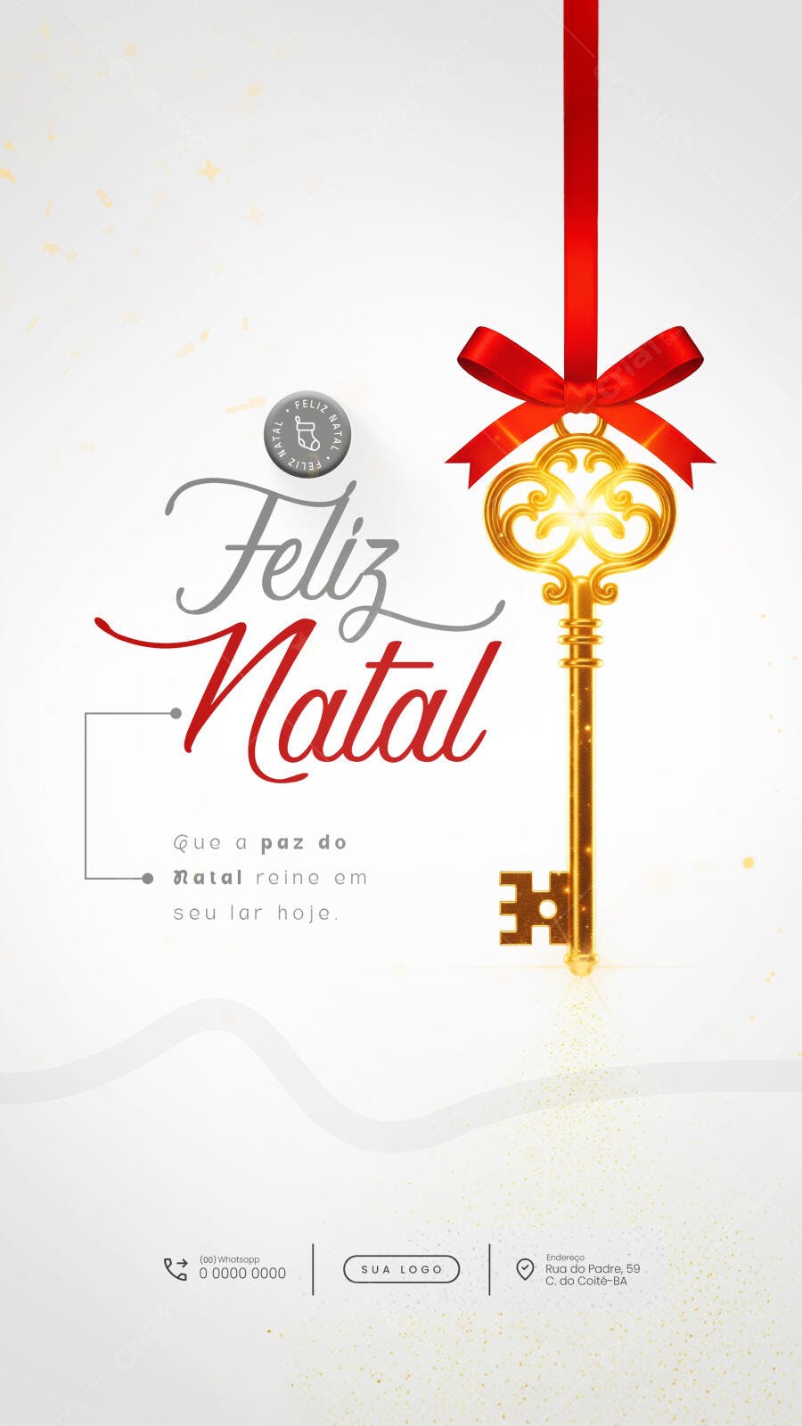 Post Mídia Social Natal com Chave Dourada PSD Editável