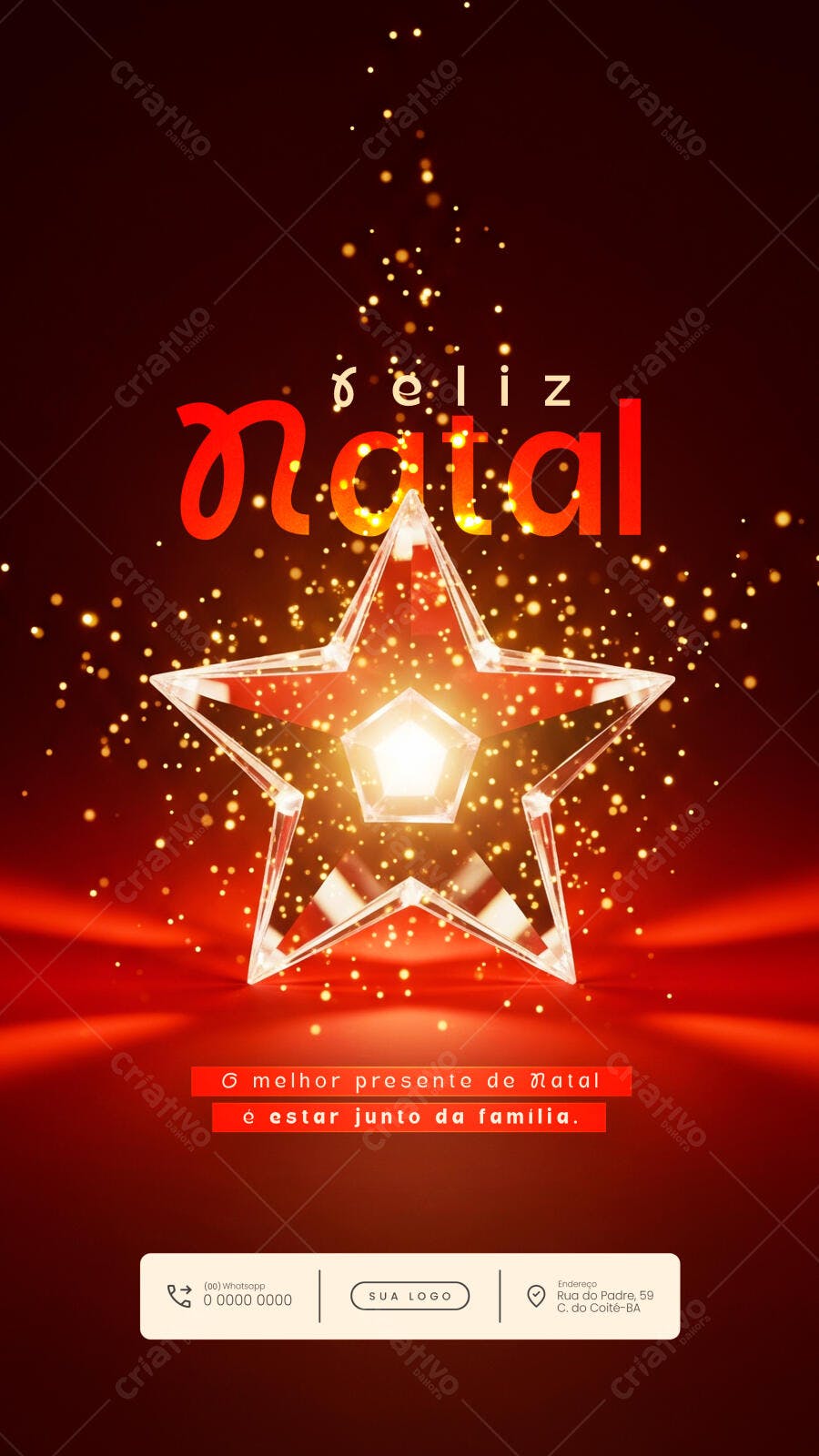 Flyer Feliz Natal com Estrela Brilhante Psd Editável