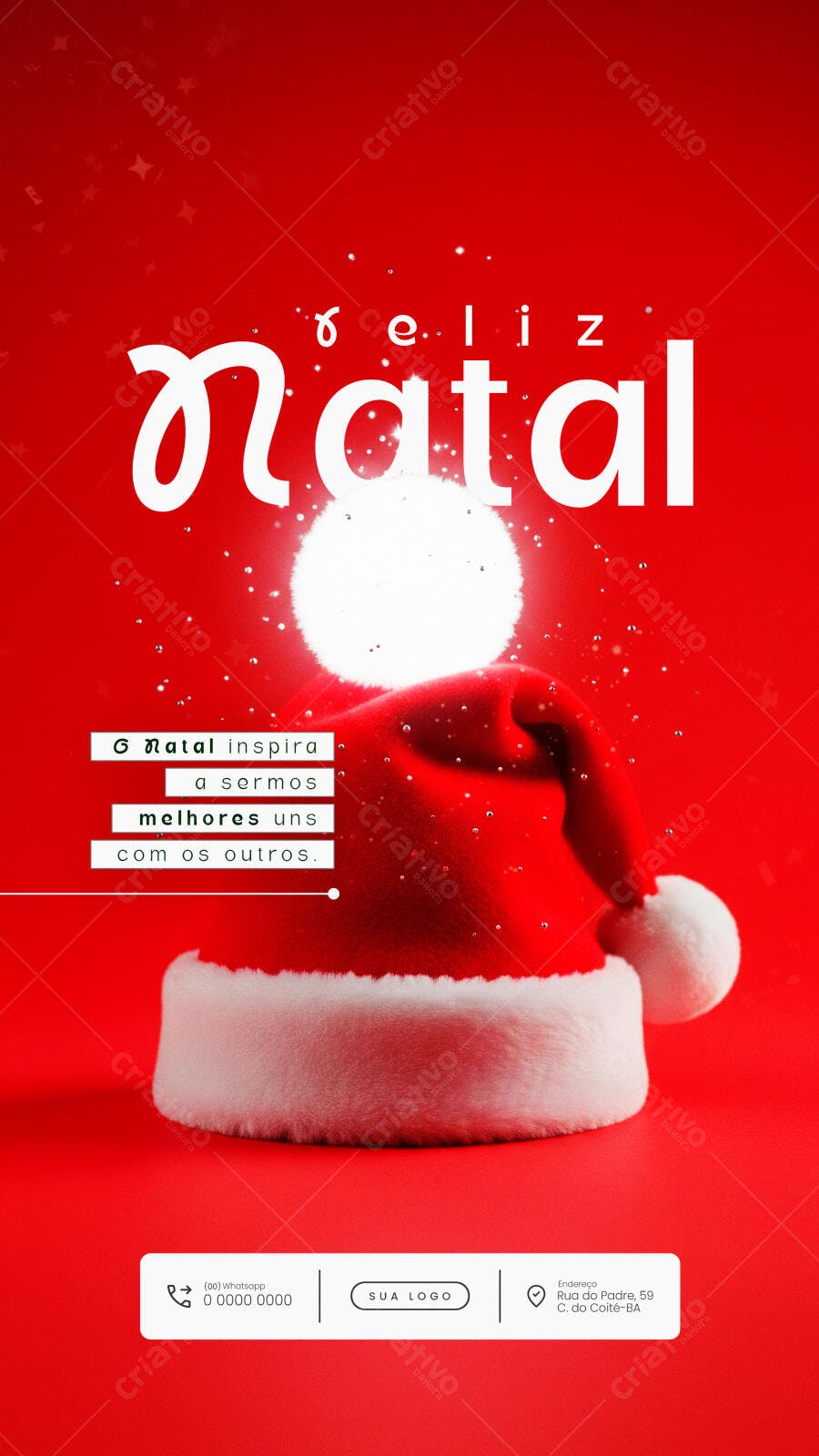 Flyer Vertical de Natal com Gorro Papai Noel PSD Editável