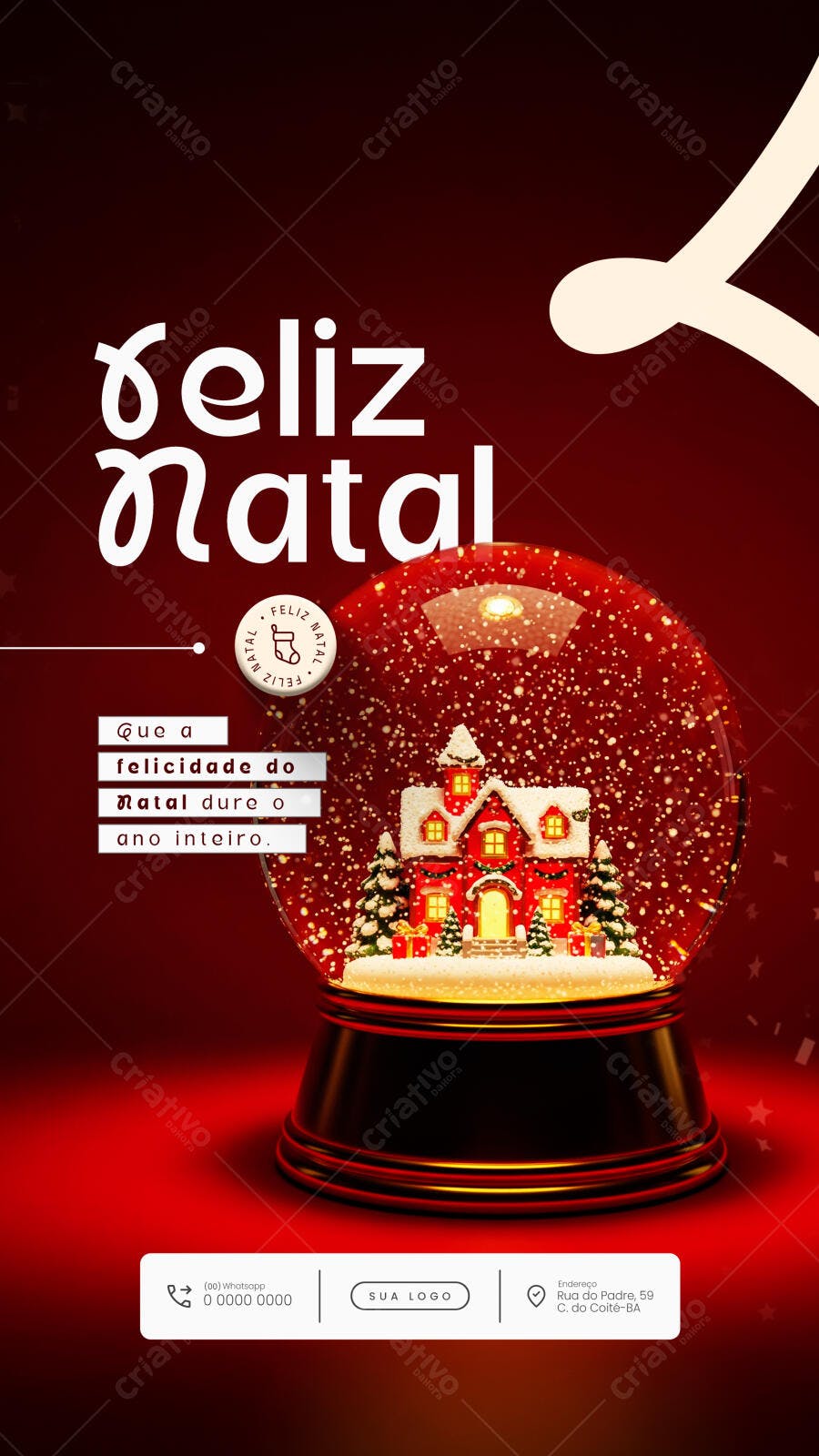Card Natalino Feliz Natal Que a Felicidade Dure o Ano Inteiro PSD Editável