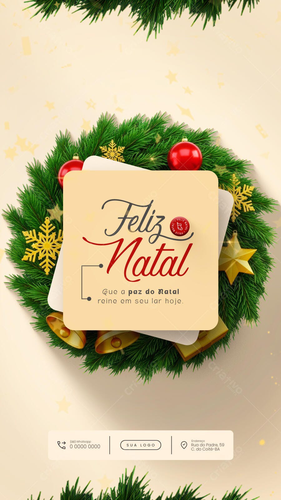 Post de Natal Feliz Natal com Guirlanda PSD Editável