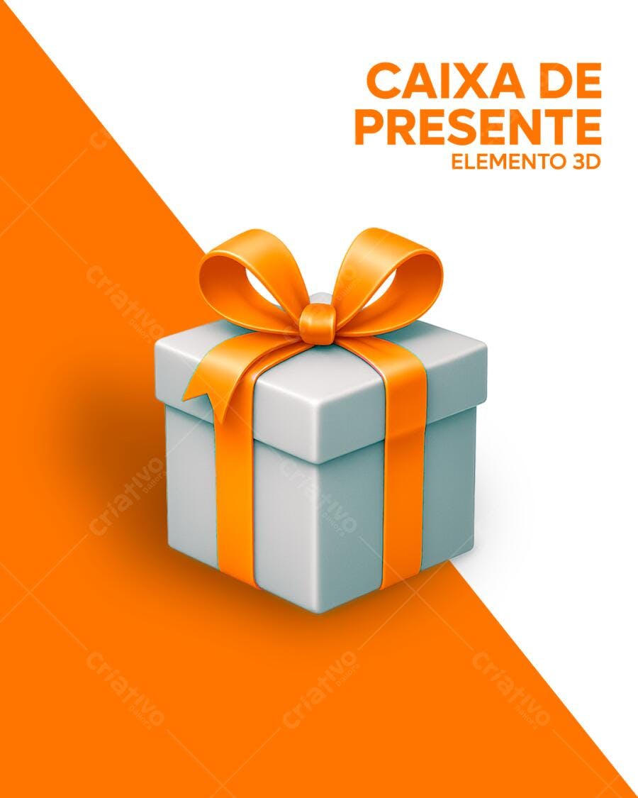 Elemento 3D Caixa de Presente para Promoções PSD Editável
