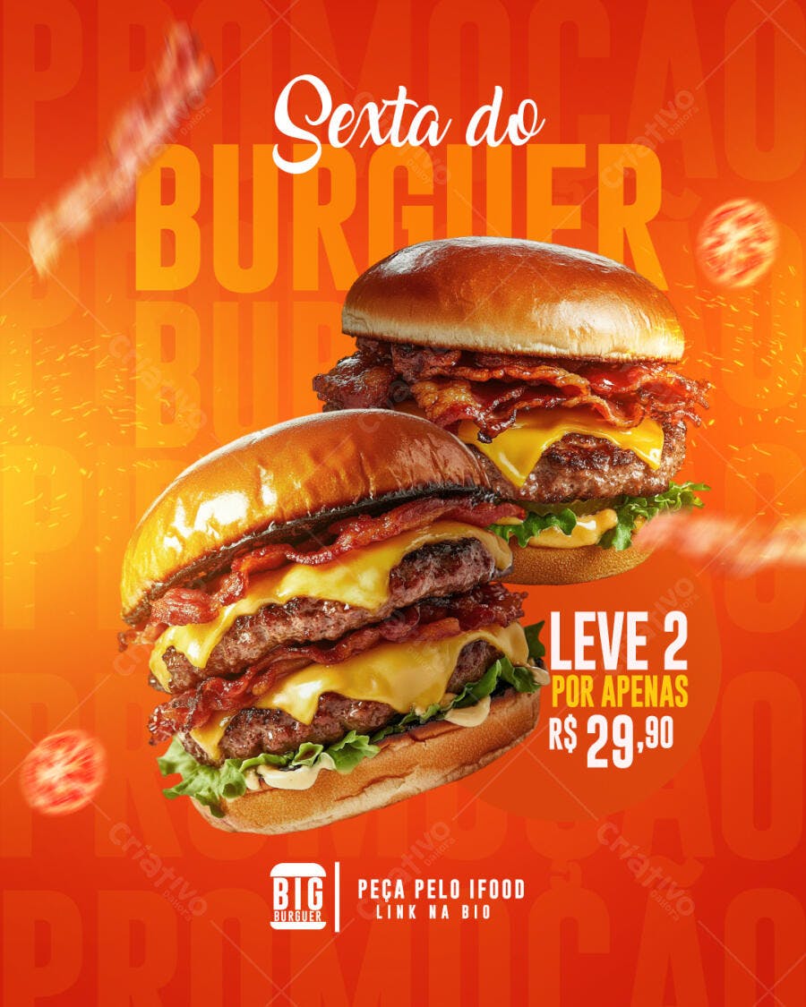 Post Social Mídia para Sexta do Burguer PSD Editável