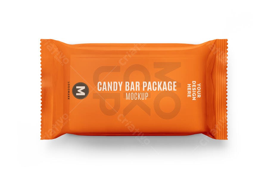 Mockup de Embalagem para Barra de Doce Laranja Realista em Fundo Branco