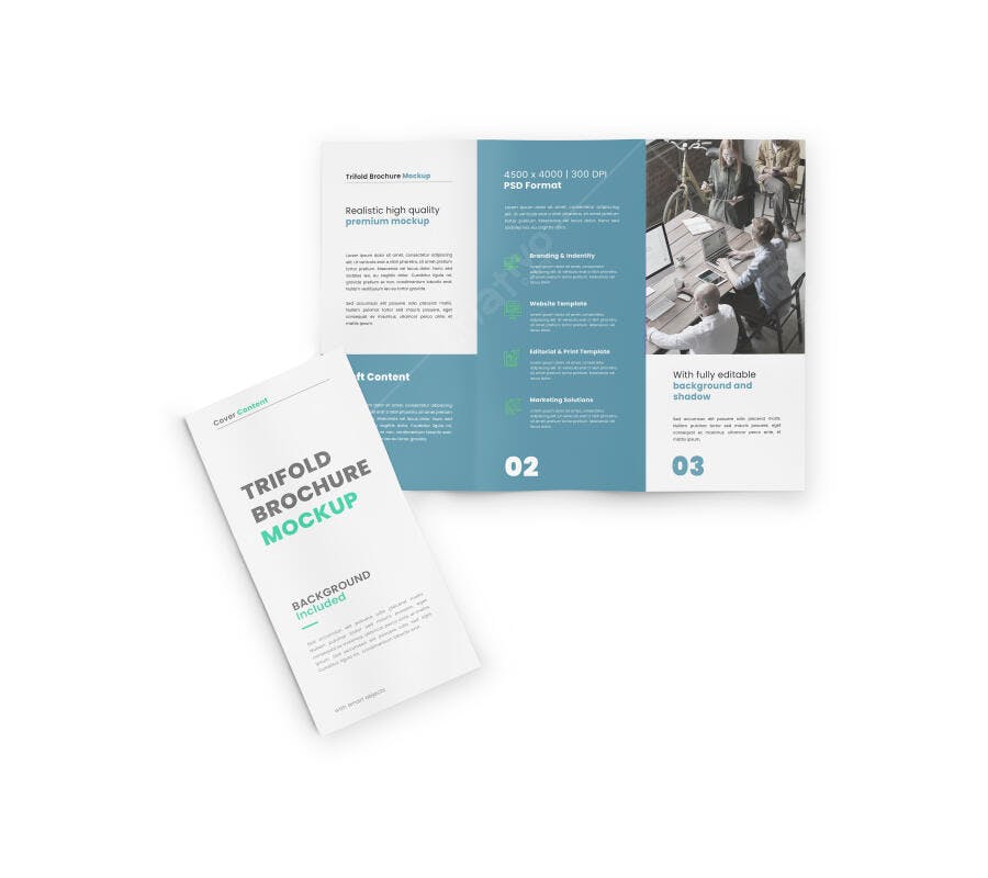 Mockup de Brochure Trifold Corporativo Realista com Design Limpo e Moderno