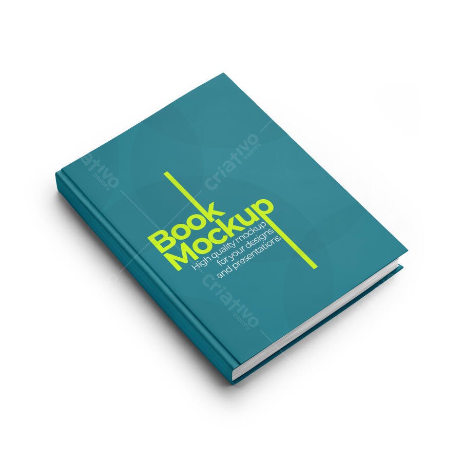 Mockup Livro Fechado Capa Dura Azul-esverdeado Realista Isolado