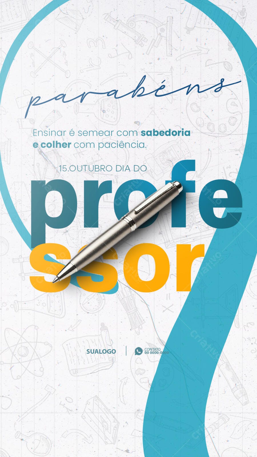 Flyer Dia do Professor 15 de Outubro PSD Editável