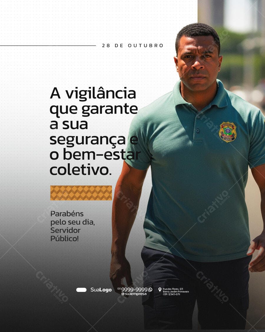 Flyer Dia do Servidor Público com Homem Segurança Psd Editável
