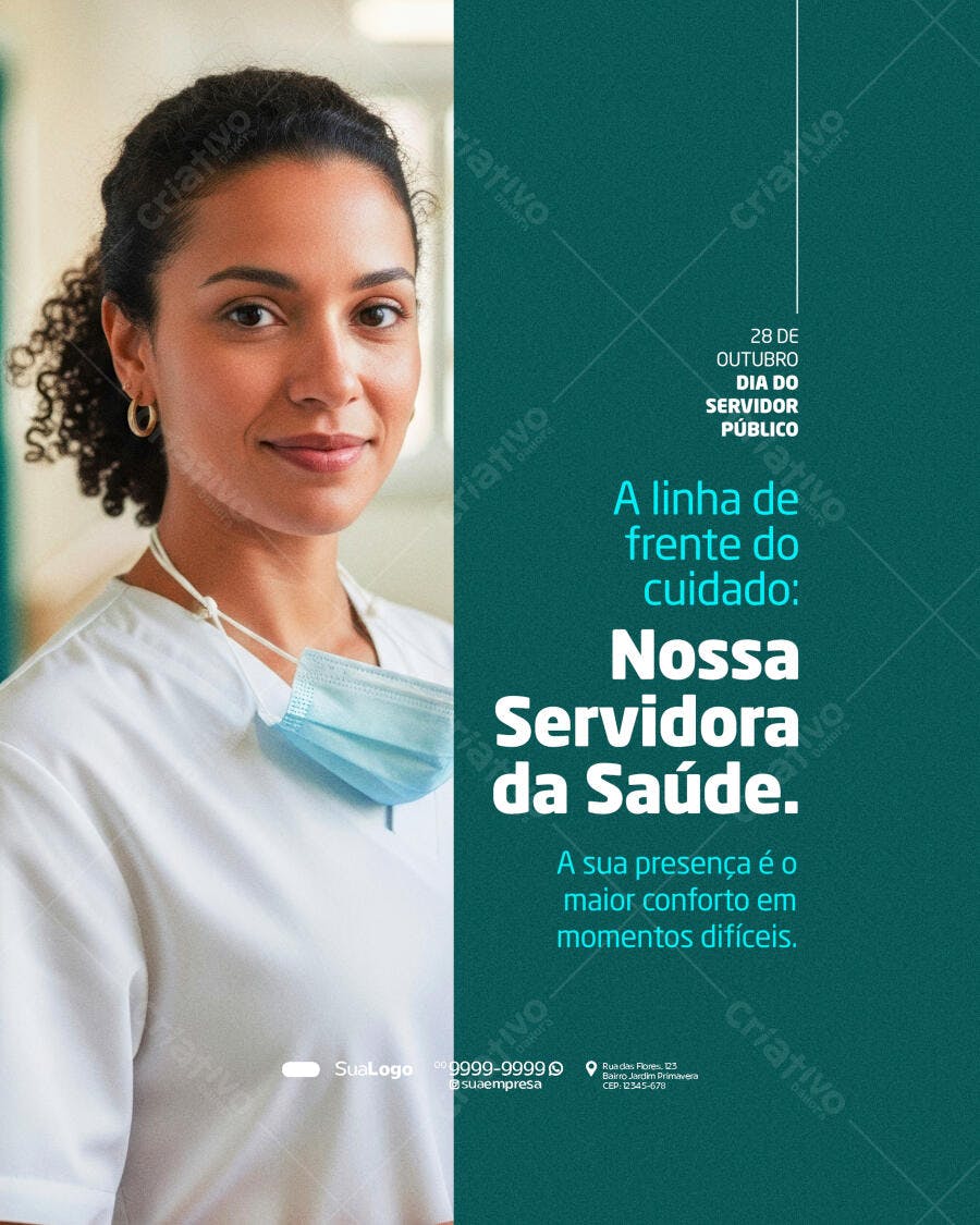 Flyer Dia do Servidor Público e Servidora da Saúde PSD Editável