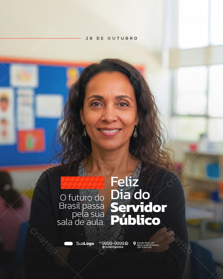 Flyer Dia do Servidor Público Professora Psd Editável