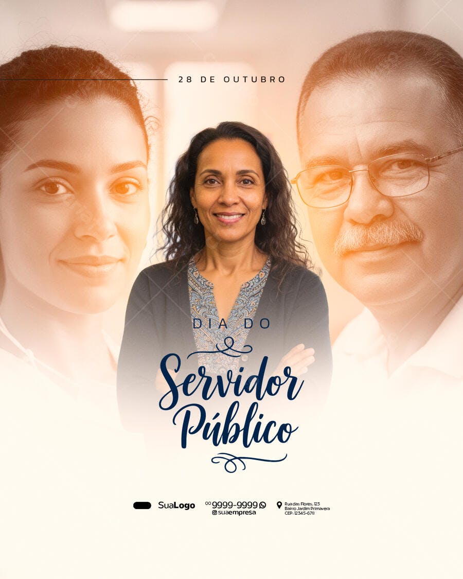 Flyer 28 de Outubro Dia do Servidor Público Psd Editável