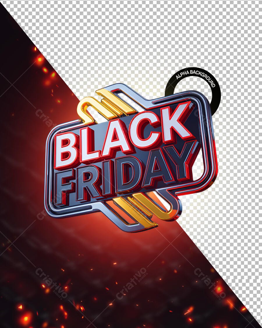 Título 3D para Black Friday PSD Editável
