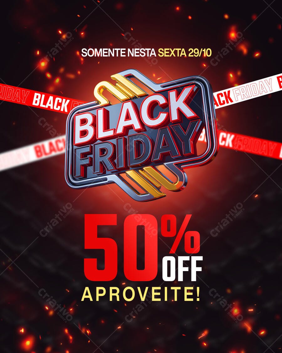 Flyer Black Friday 50% Off PSD Editável