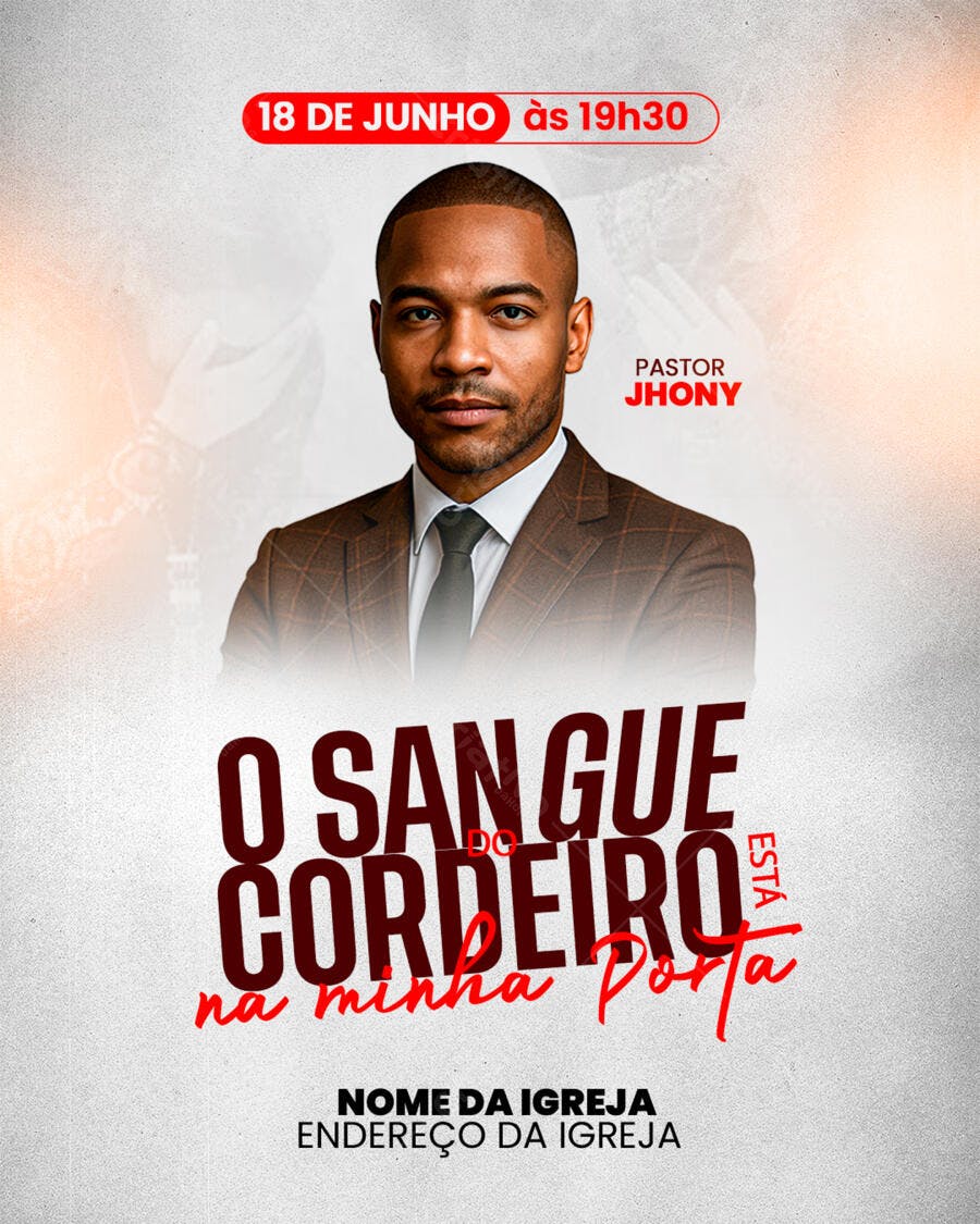 Flyer para Culto O Sangue do Cordeiro PSD Editável