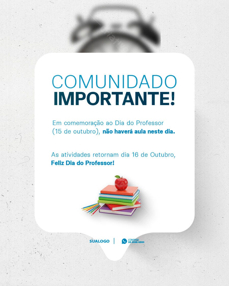 Flyer Comunicado Dia do Professor Escola com Livros Psd Editável
