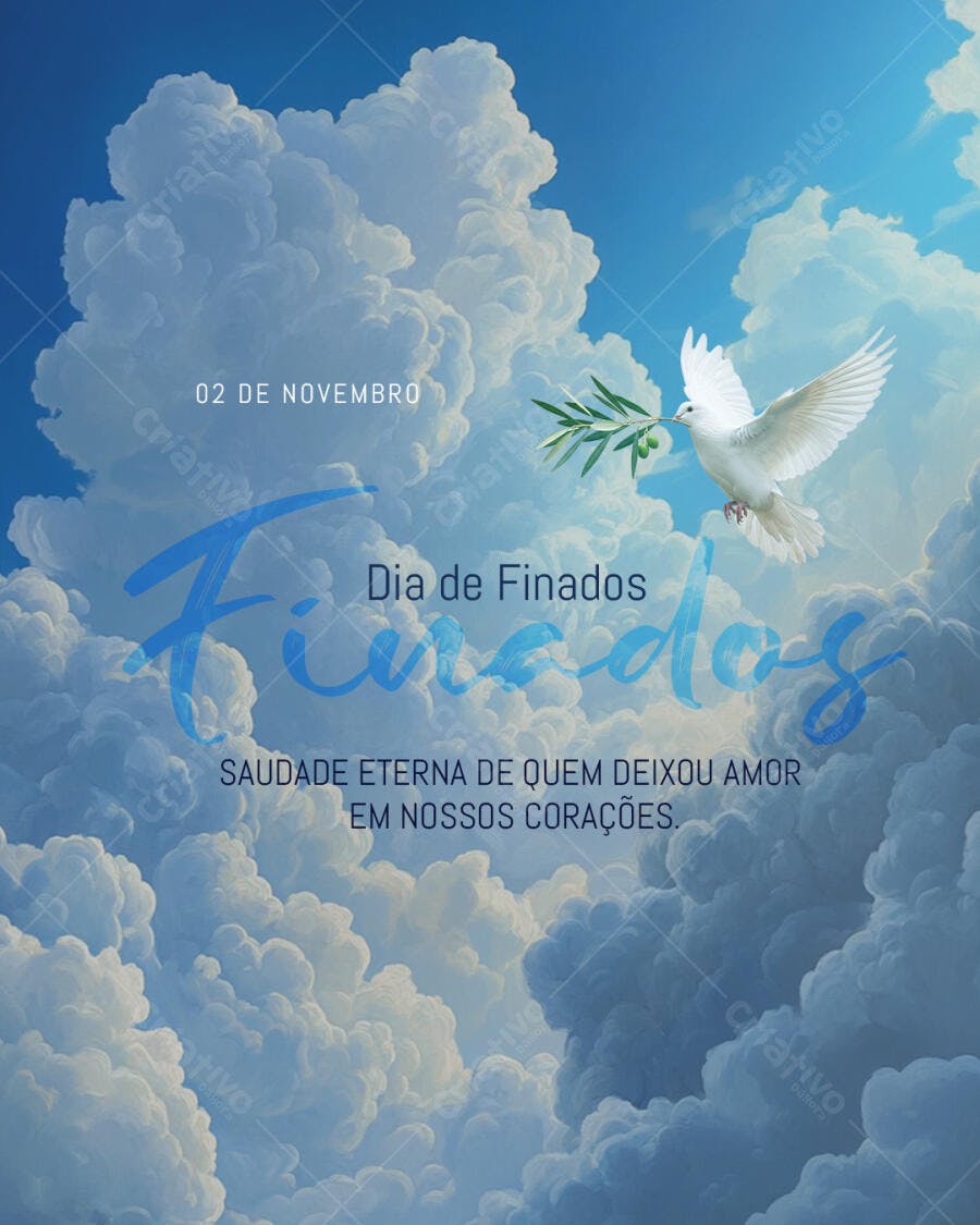 Flyer Dia de Finados com Pomba da Paz PSD Editável