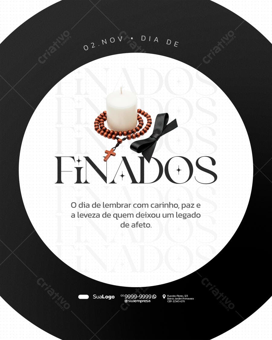 Flyer Dia de Finados com Vela e Terço PSD Editável