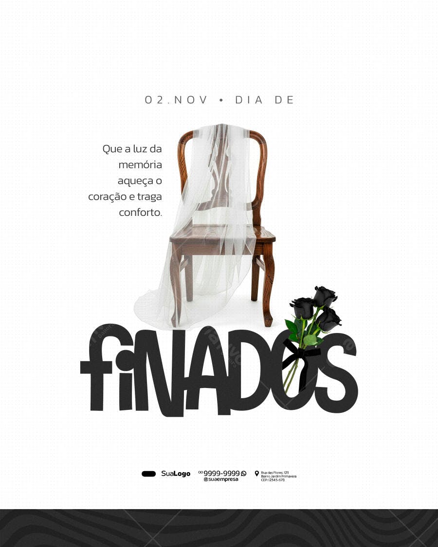 Flyer Dia de Finados Memória e Conforto PSD Editável