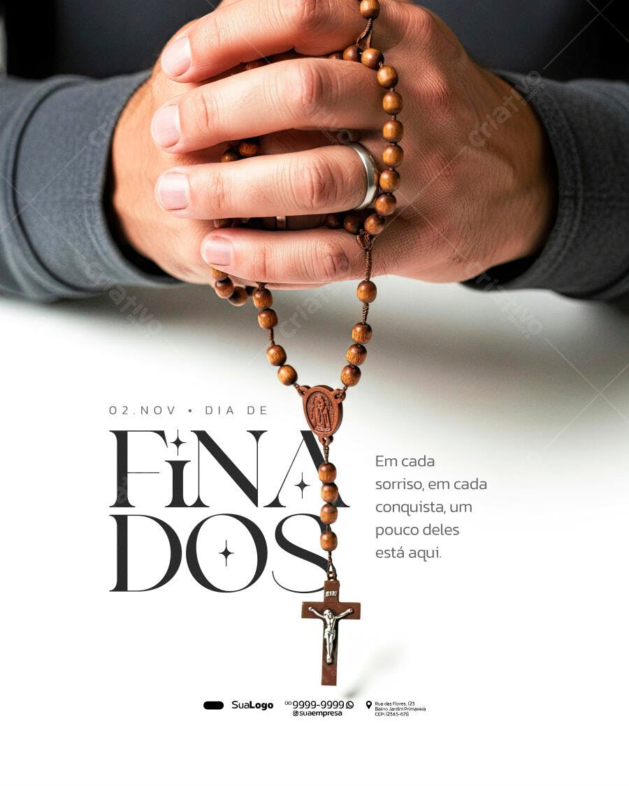 Flyer Dia de Finados Rosário de Oração PSD Editável