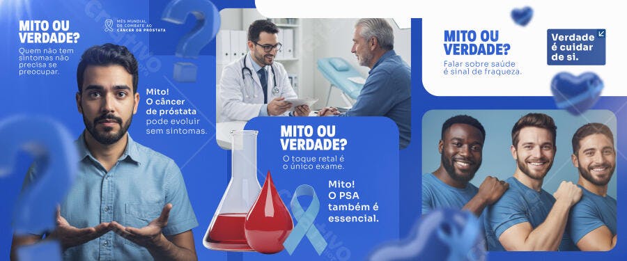 Flyer Campanha Novembro Azul Câncer de Próstata PSD Editável