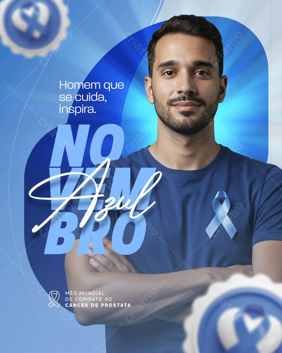 Flyer Novembro Azul Homem que se Cuida Inspira PSD Editável
