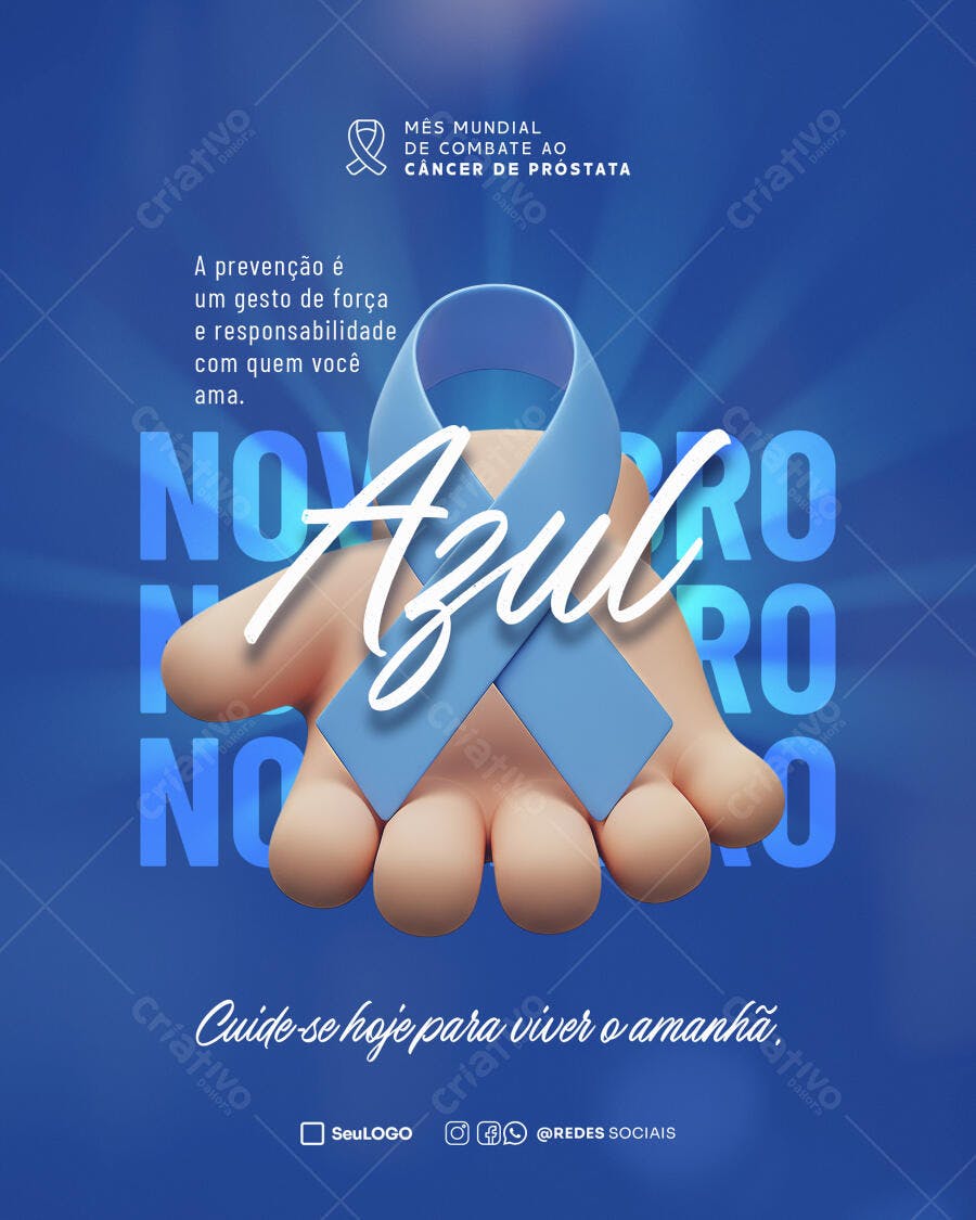 Flyer Novembro Azul Câncer de Próstata PSD Editável