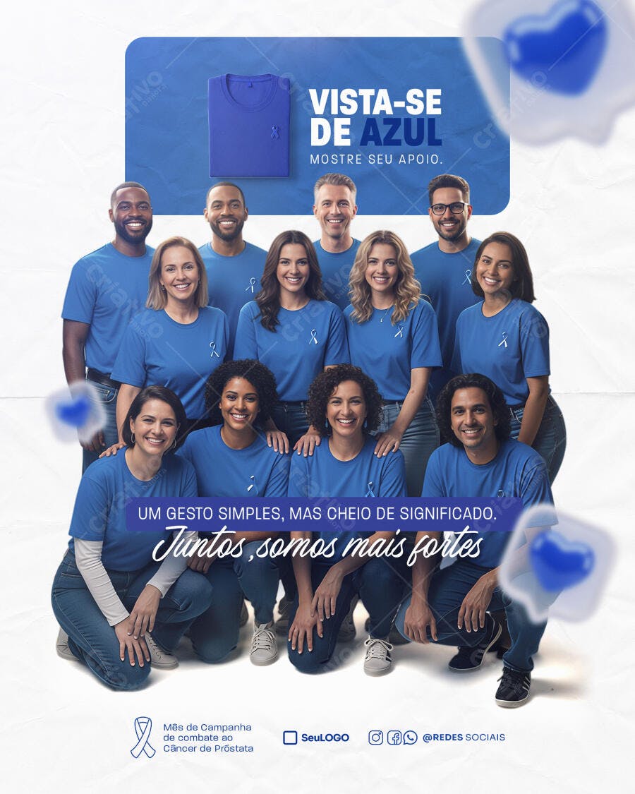 Flyer Social Novembro Azul Combate Câncer de Próstata PSD Editável