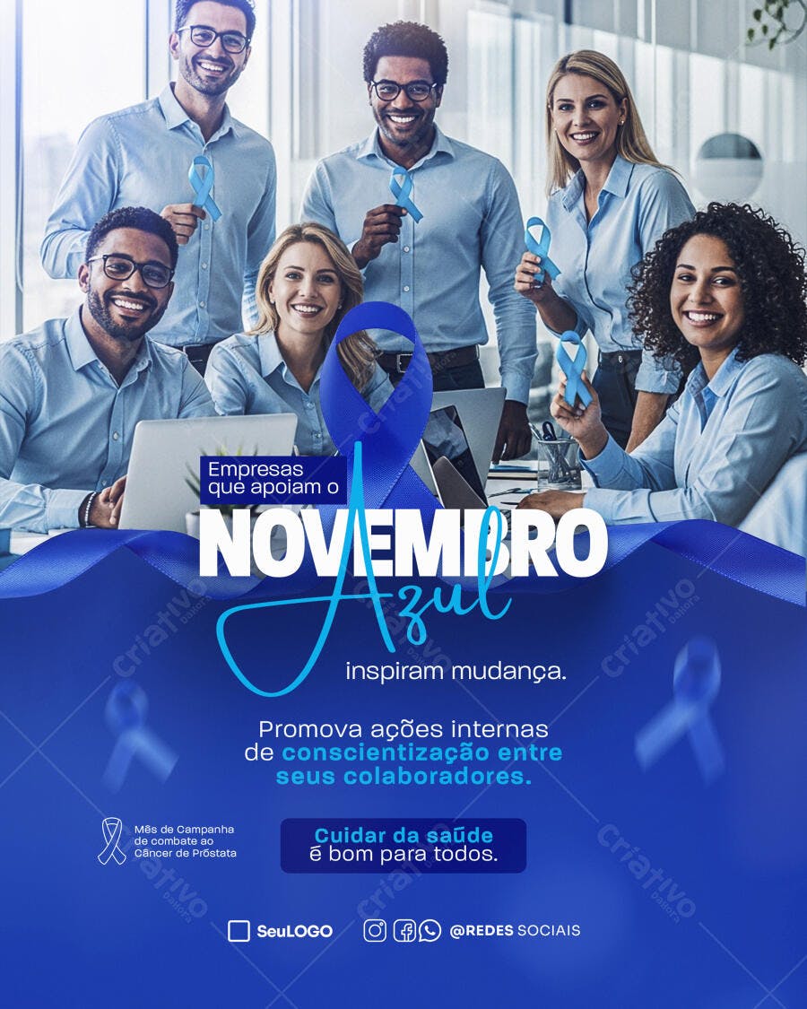 Flyer Novembro Azul Conscientização Saúde Masculina PSD Editável