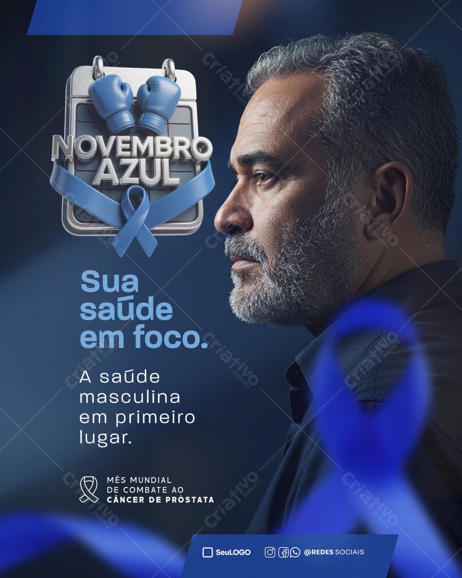 Post para Redes Sociais para Novembro Azul e Câncer de Próstata PSD Editável