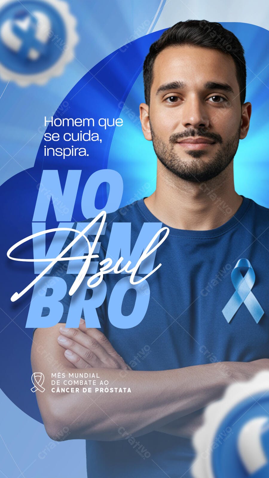 Flyer Novembro Azul Homem que se cuida inspira PSD Editável