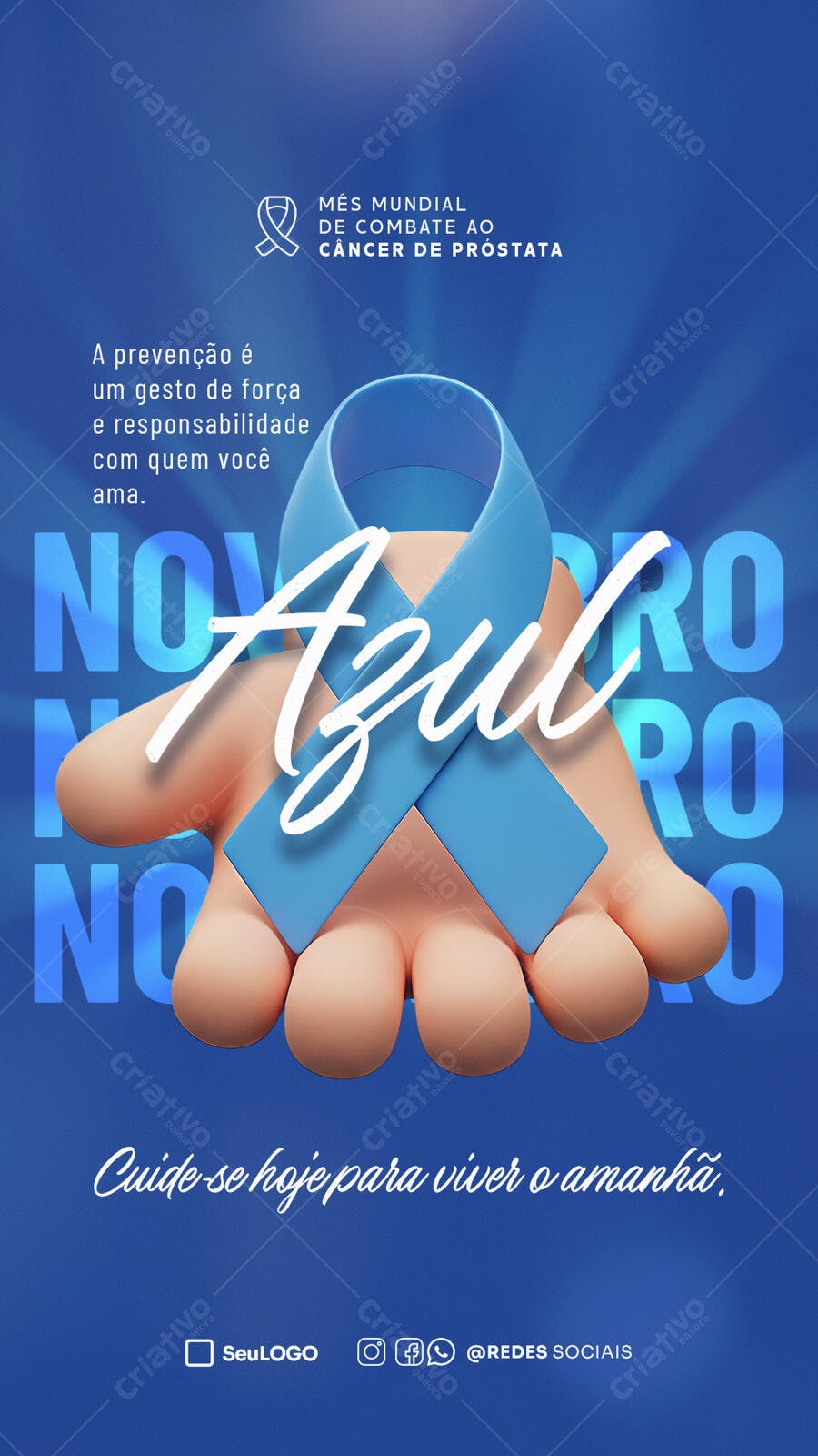 Flyer Novembro Azul Conscientização PSD Editável