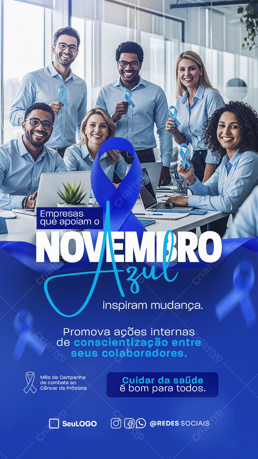 Flyer Novembro Azul Conscientização Câncer Próstata PSD Editável