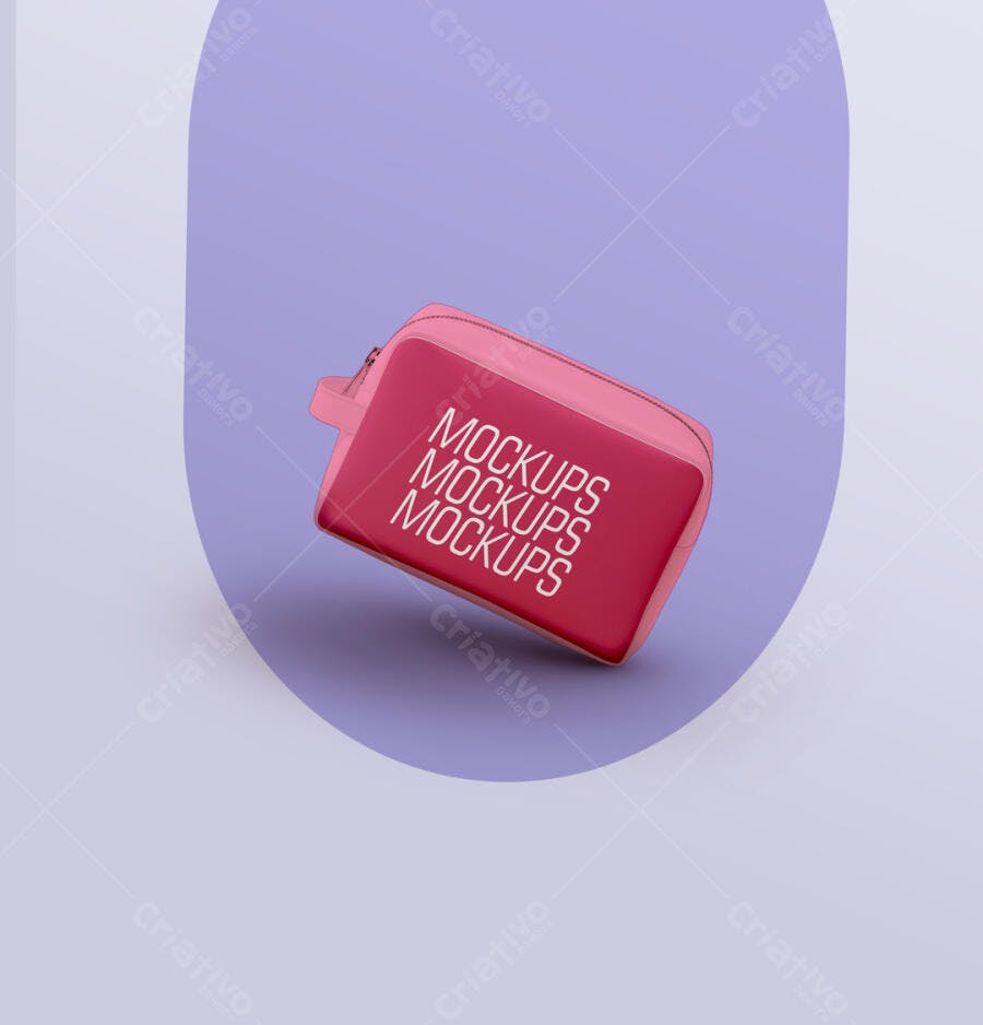 Mockup de Necessaire Rosa para Produtos de Beleza PSD Editável