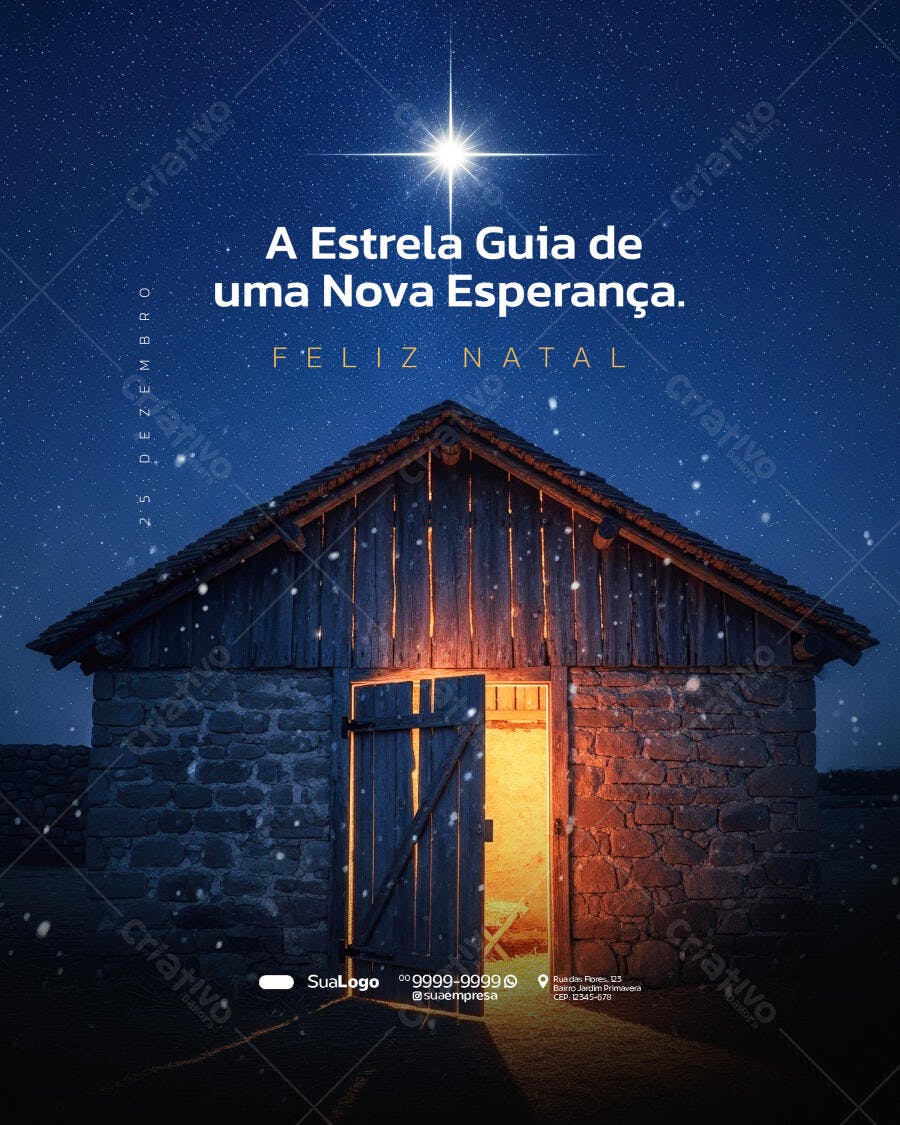Flyer Feliz Natal Estrela Guia Nova Esperança PSD Editável