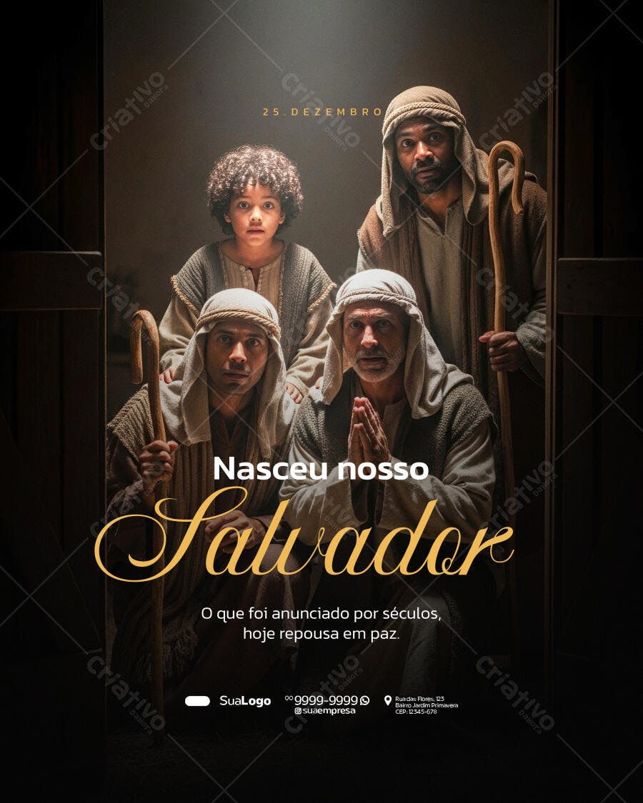 Flyer Social Media Natal Natividade Nasceu nosso Salvador Psd Editável