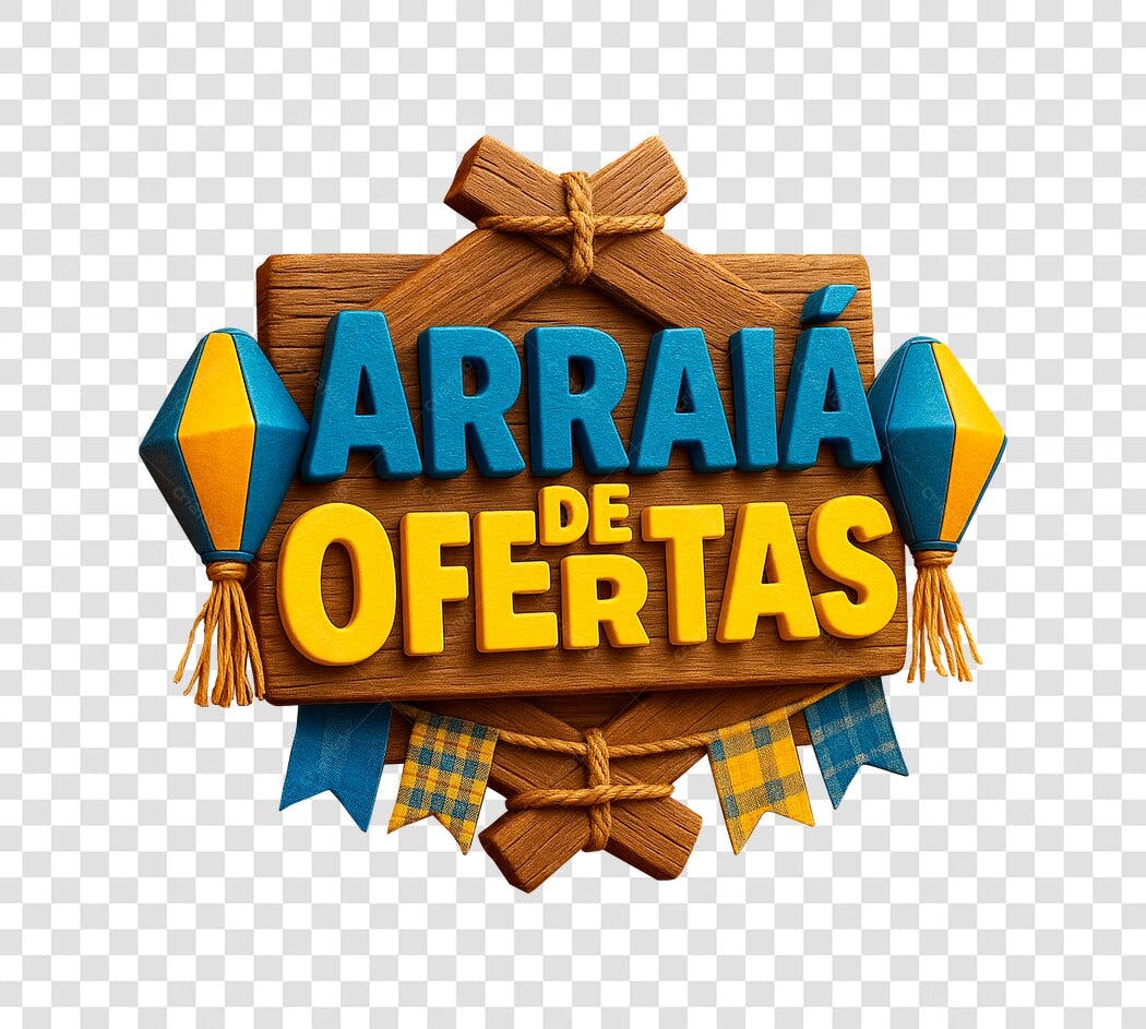 Post Instagram Arraiá de Ofertas Festa Junina Azul Amarelo PNG com fundo transparente