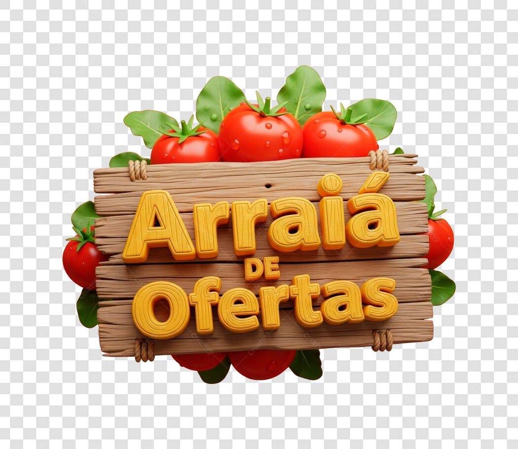 Selo Arraiá de Ofertas com Tomates e Folhas PNG com fundo transparente