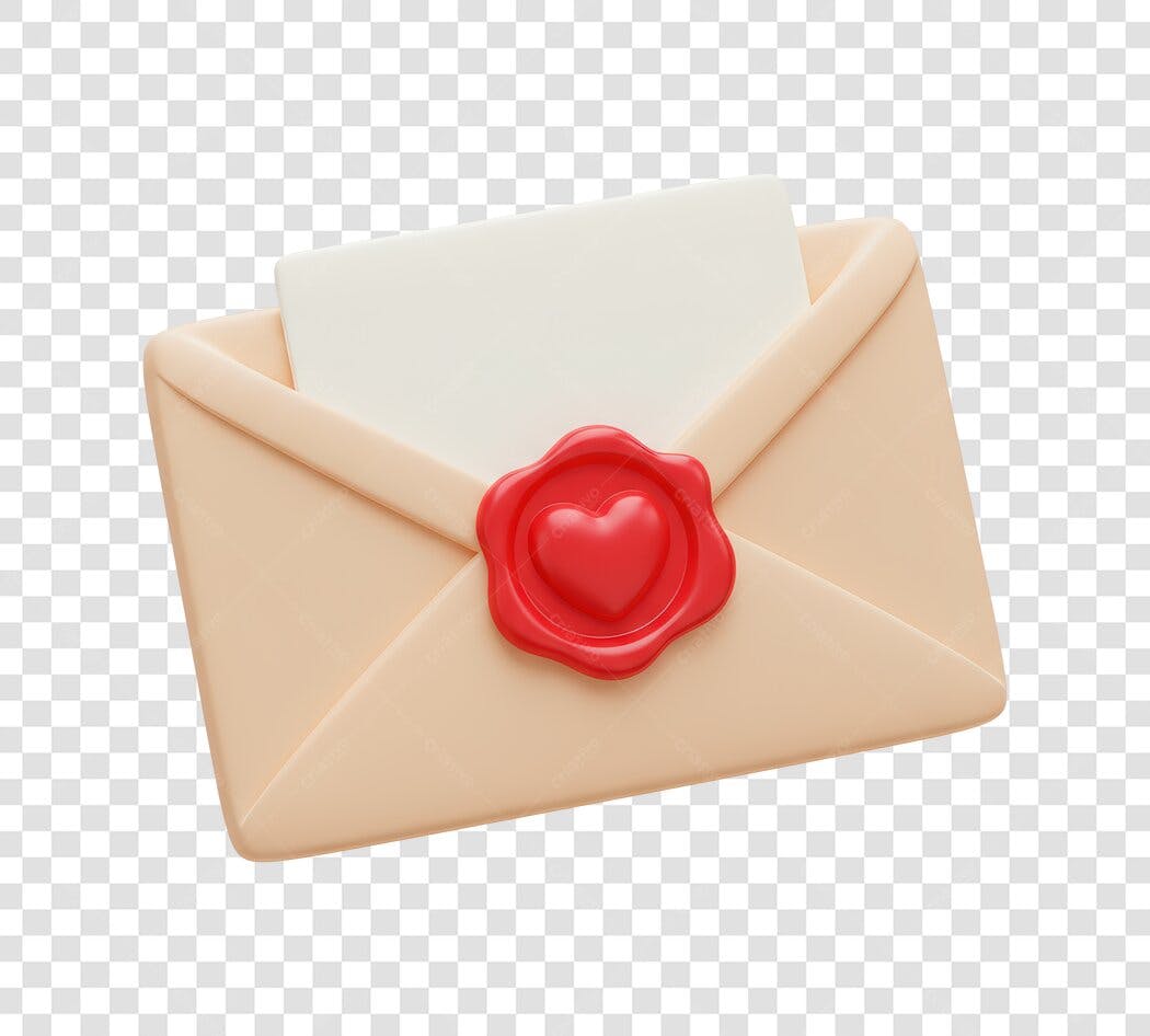 Icone de Mensagem de Amor Envelope com Selo de Cera Coração Vermelho PNG com fundo transparente