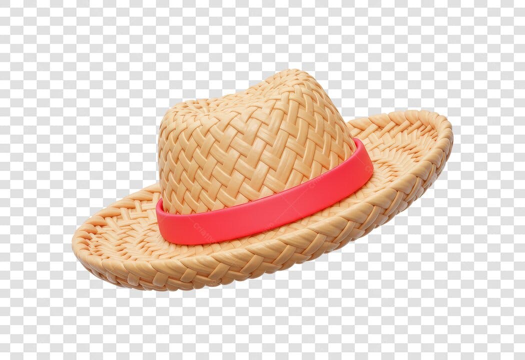 Elemento Gráfico Chapéu de Palha Verão Rosa para Social Media PNG com fundo transparente