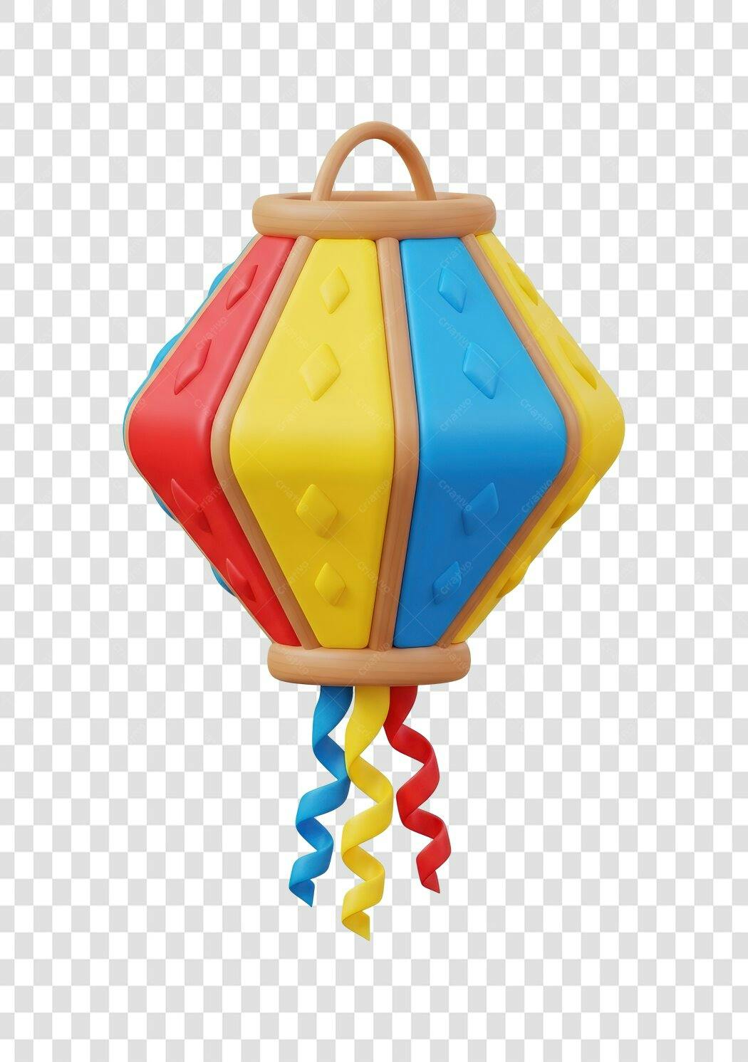Lanterna de Festa Junina colorida 3D PNG com fundo transparente