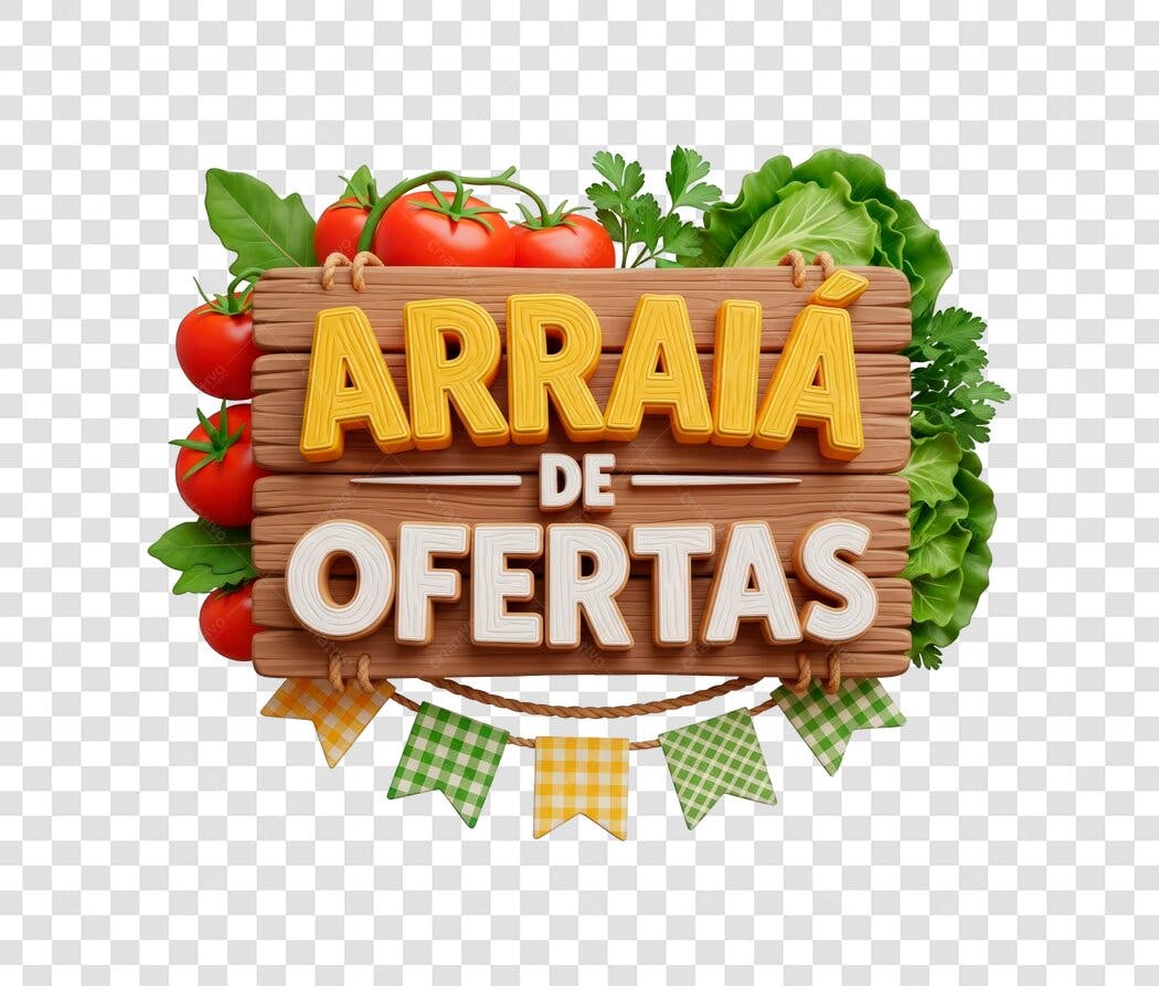 Banner Arraiá de Ofertas Juninas Rústico com Vegetais PNG com fundo transparente