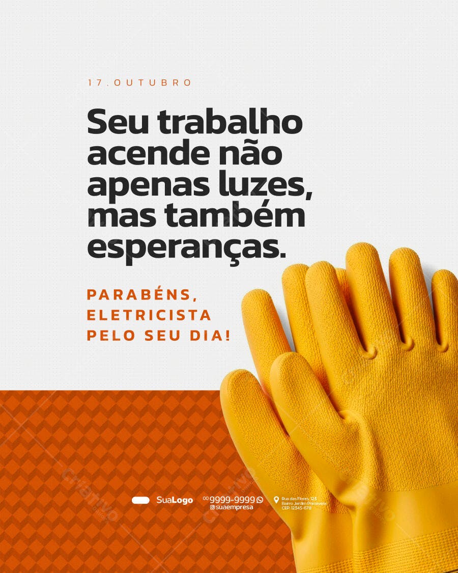 Flyer Dia do Eletricista 17 Outubro PSD Editável