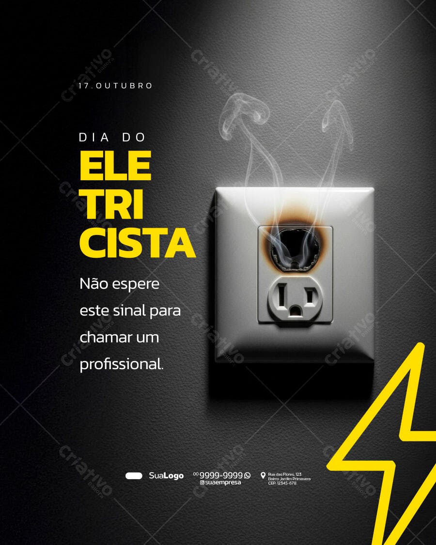 Flyer Dia do Eletricista PSD Editável